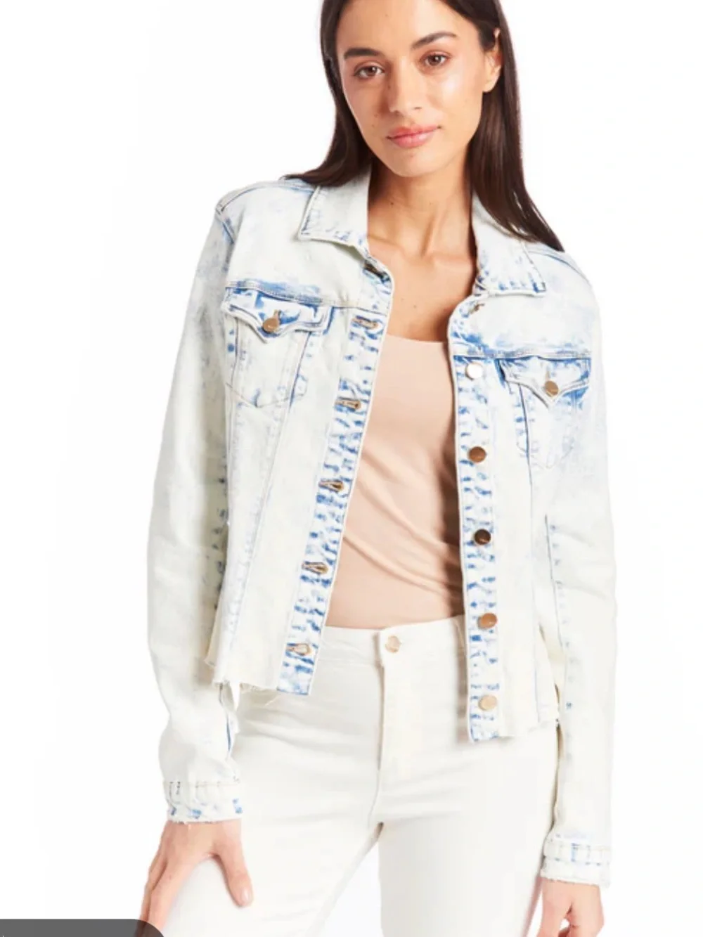 KUT from the Kloth Kara jacket acid wash stretch-cotton denim Size L